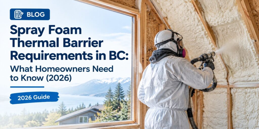 Does spray foam need a thermal barrier in BC? Learn the code rules, approved materials, and thermal vs. ignition vs. vapour barriers. Free quotes across Metro Vancouver.